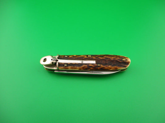 Hubertus SOLINGEN 10cm German Cigar Stag Lever automatic knife