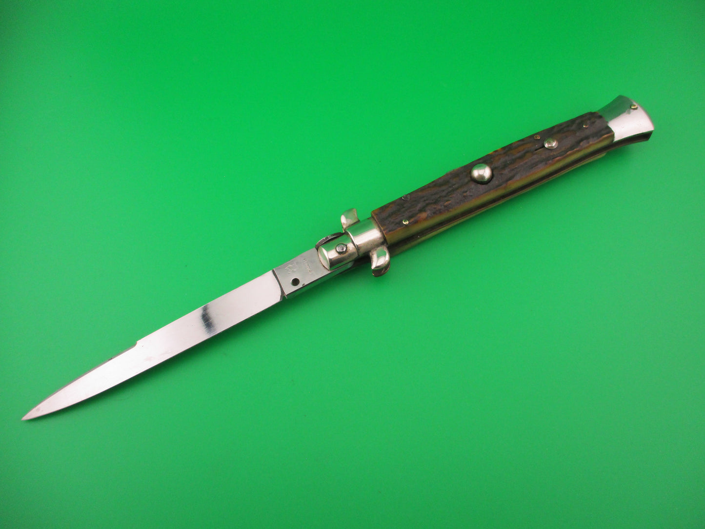 ROSTFREI KISSING CRANE PATENT 28cm Italian Humpback Stag vintage automatic knife