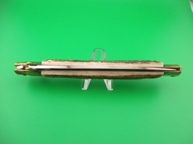 KISSING CRANE STILETTO Germany 33cm Stag Lockback Converted to Automatic OJ knife