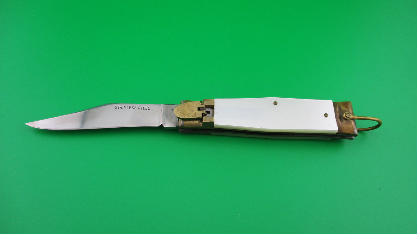 STAINLESS STEEL 17cm Japanese Lever White pearl vintage automatic knife