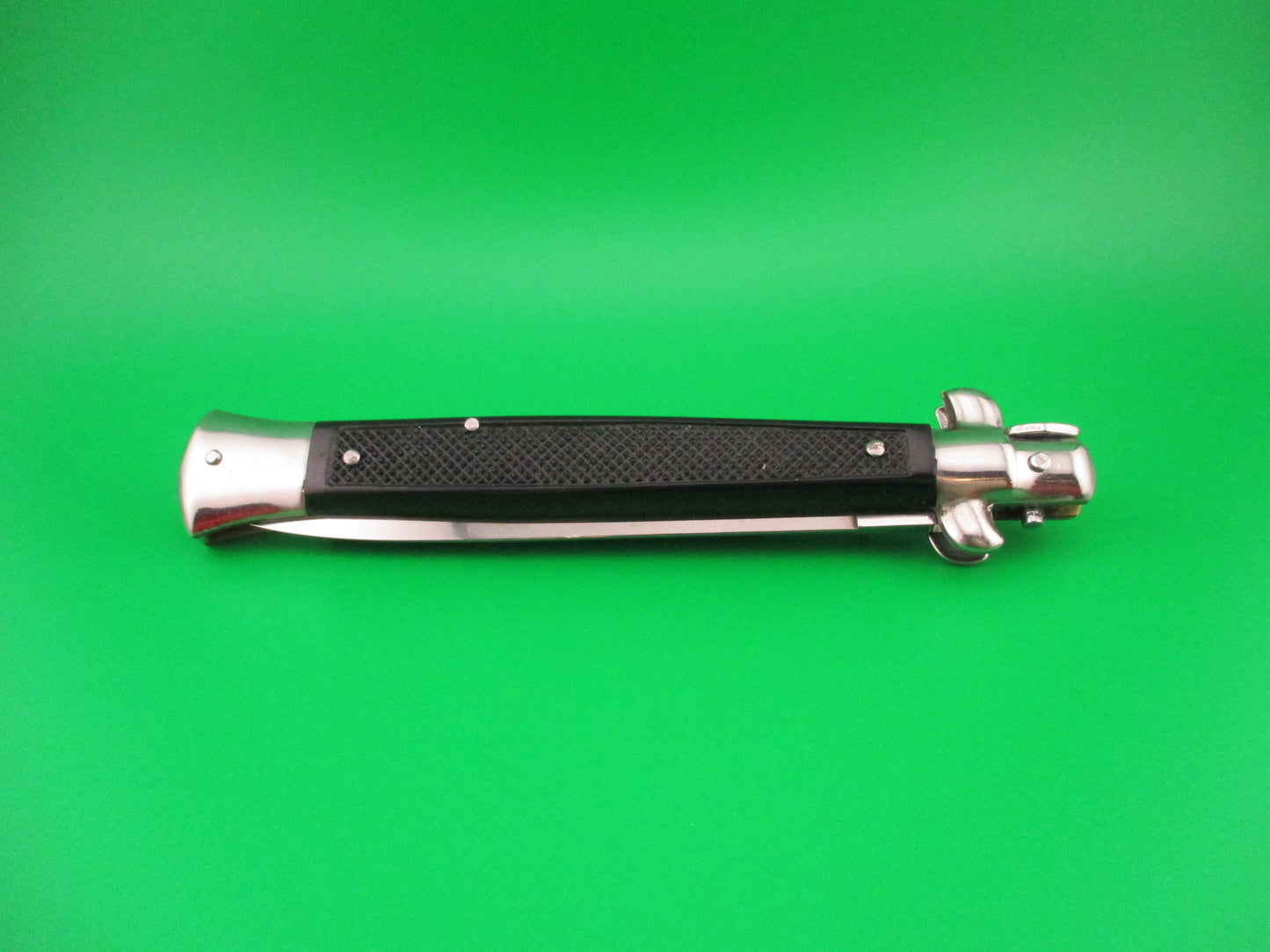 Moletta ROSTFREI 28cm Italian Stiletto Vintage automatic Dagger Black checkered handles