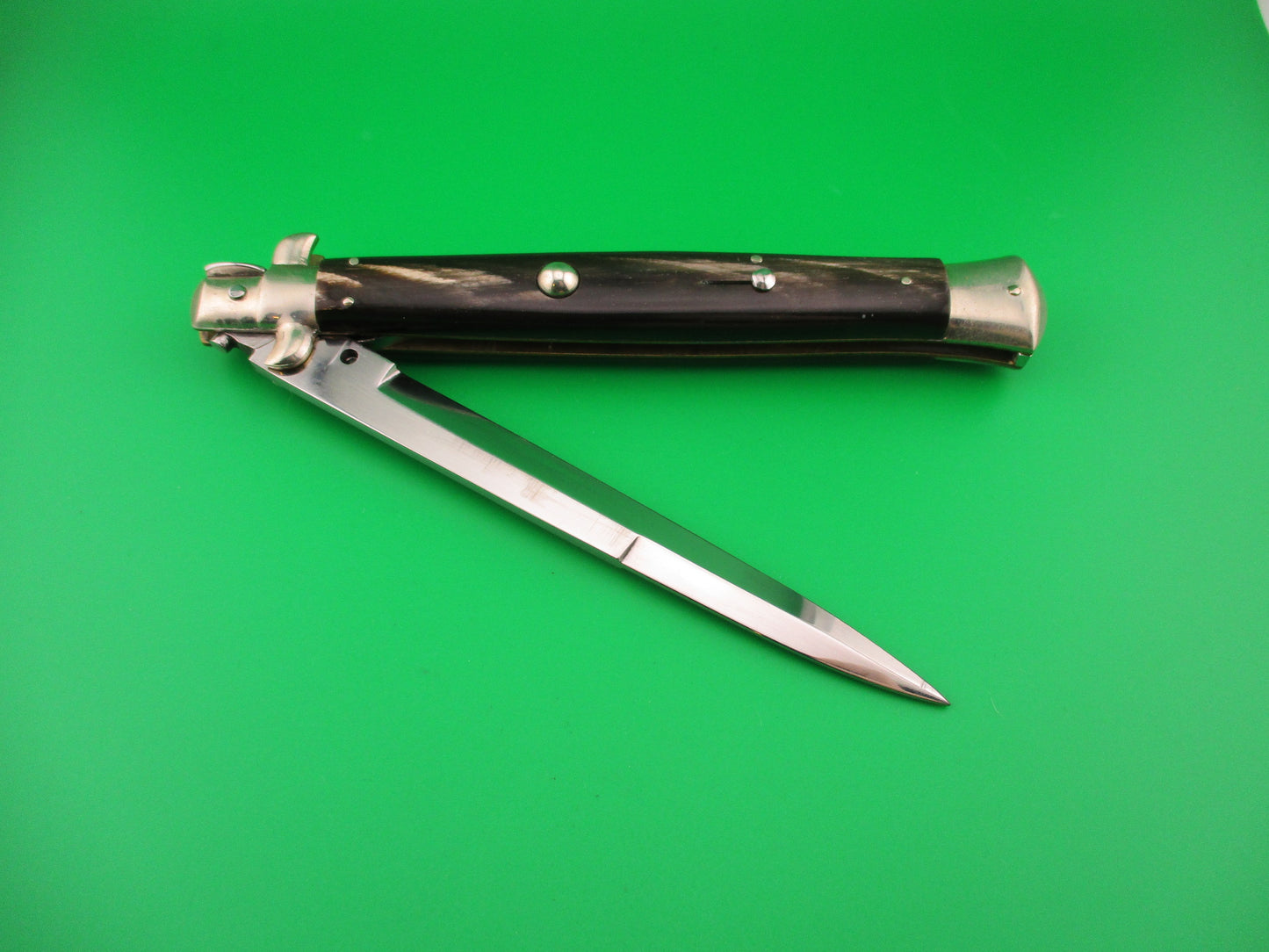 AGA CAMPOLIN 33cm Italian Picklock Stiletto Brown streaked horn NOS automatic knife
