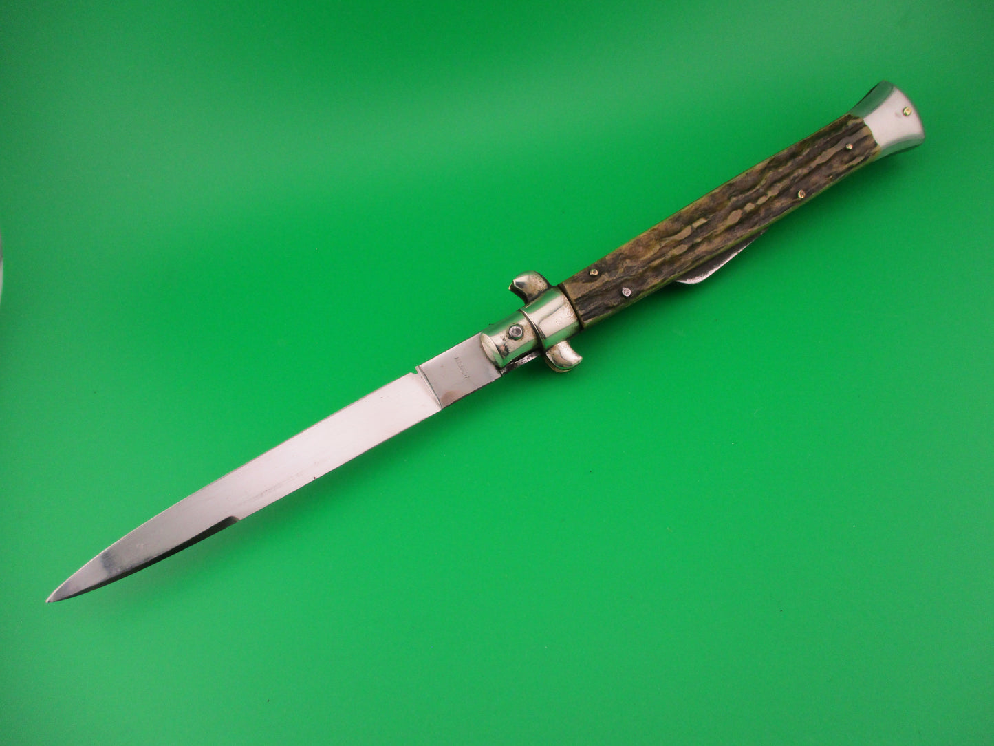 ROSTFREI KISSING CRANE PATENT 28cm Italian Humpback Stag vintage automatic knife