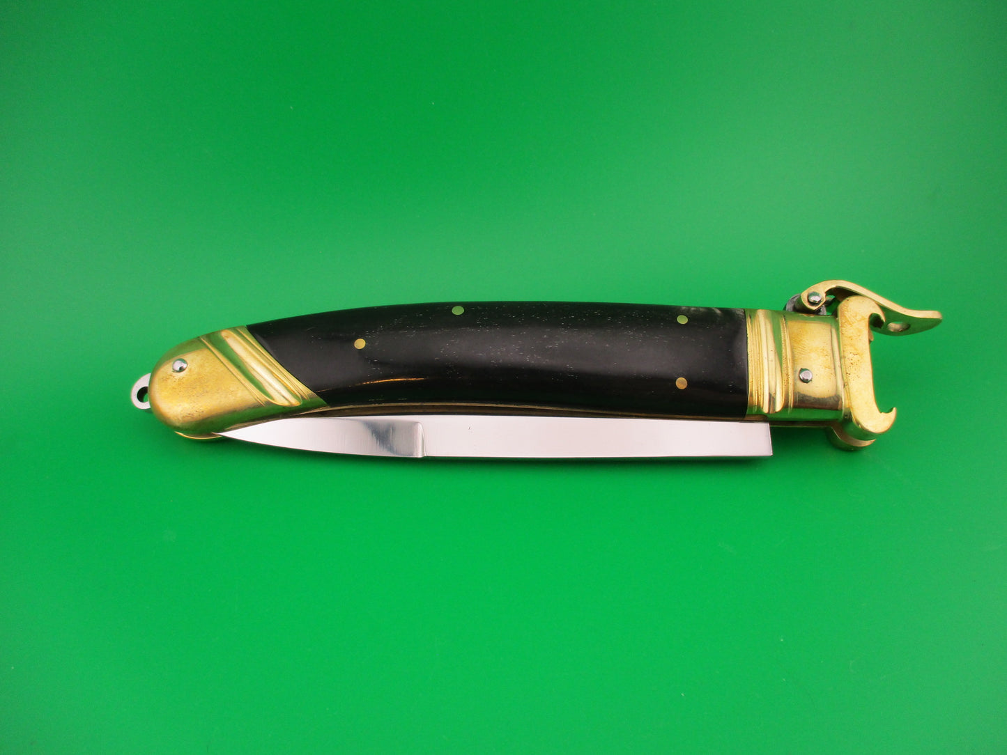 Scarperia Custom 30cm Hand Made Shell puller Fulcrum Brass & horn automatic knife