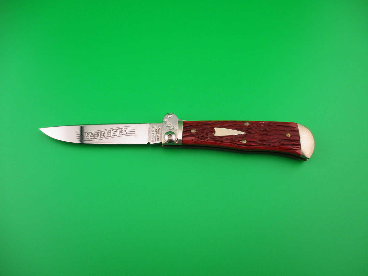 SCHRADE FIRE & ICE lever release PROTOTYPE Red bone automatic knife