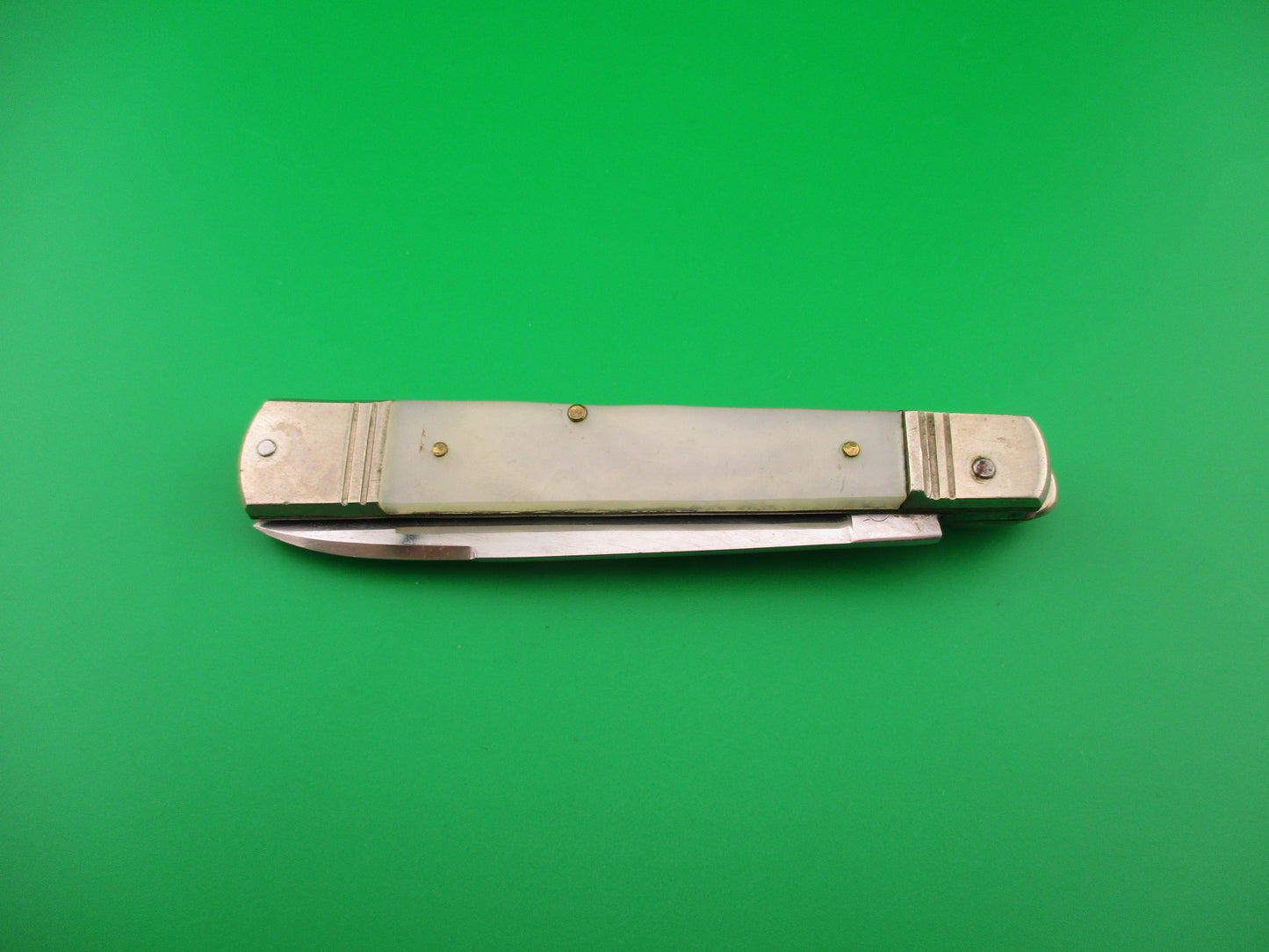 DELCIMA MANIAGO 21cm Italian Lever Pearlex Vintage Automatic knife