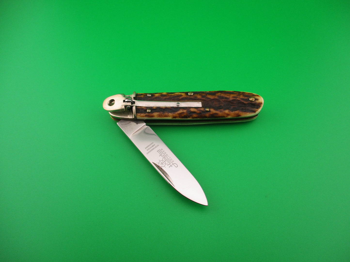 Hubertus SOLINGEN 10cm German Cigar Stag Lever automatic knife