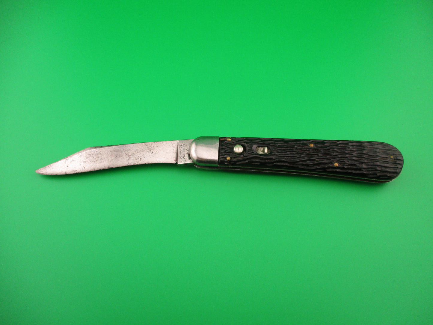 SCHRADE WALDEN 154 Hunter Black Stagged vintage automatic knife