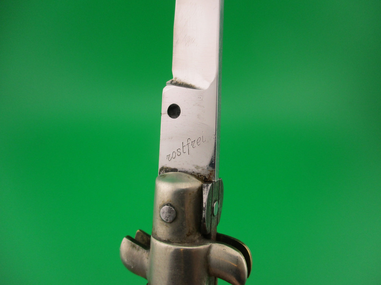 Rostfrei (slant) 23cm Italian Picklock Stag Swedge vintage automatic knife