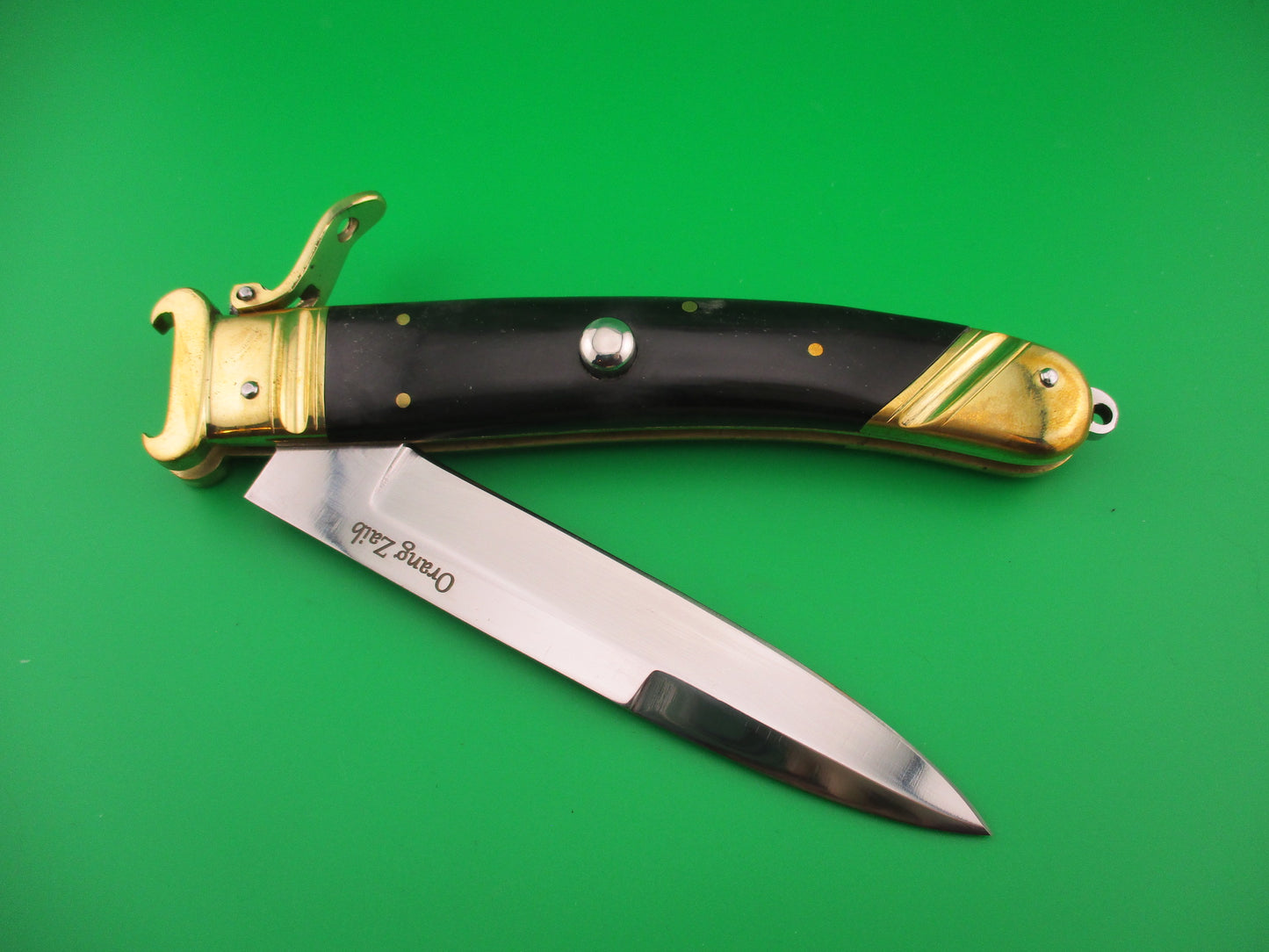 Scarperia Custom 30cm Hand Made Shell puller Fulcrum Brass & horn automatic knife