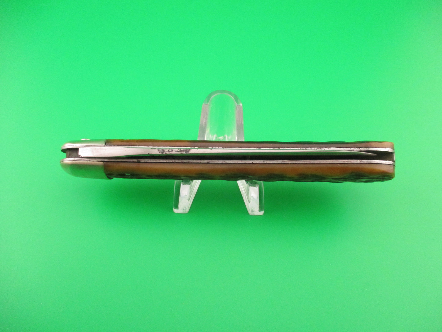 Press Button Knife Co Invincible Spear point blade picked bone switchblade knife
