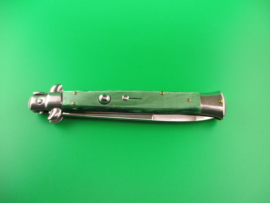 ROSTFREI 28cm Italian Stiletto swivel bolster Green acrylic automatic knife