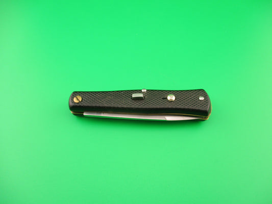 INOX 247 17cm French Fishtail black checkered vintage automatic knife BoBc