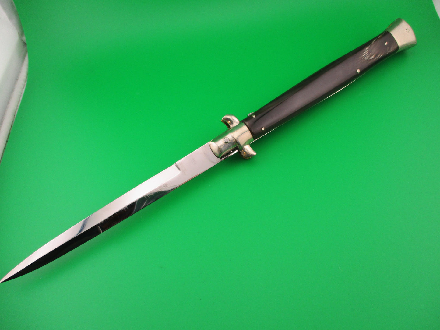 AGA CAMPOLIN 33cm Italian Picklock Stiletto Brown streaked horn NOS automatic knife
