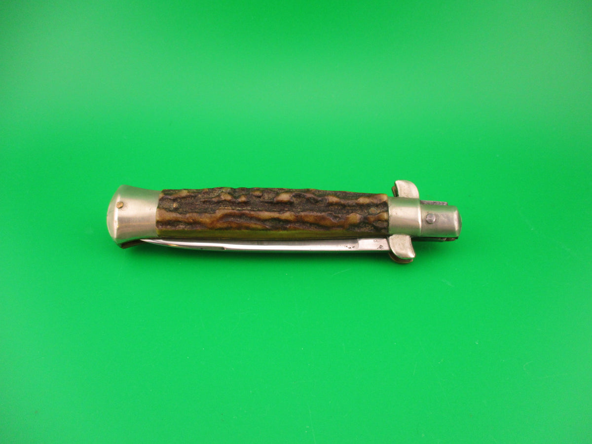 INOX PATENT 20cm Italian BO/BC Stag vintage 1960s automatic knife