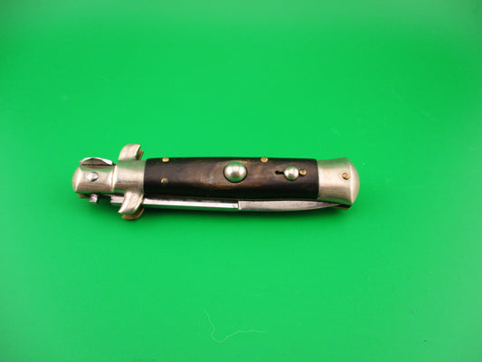 Sterile 16cm Italian picklock 1950s vintage Horn Bayonet automatic knife
