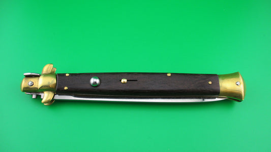 J INOX 33cm Italian Stiletto Vintage Swivel bolster vintage automatic knife Wood & brass