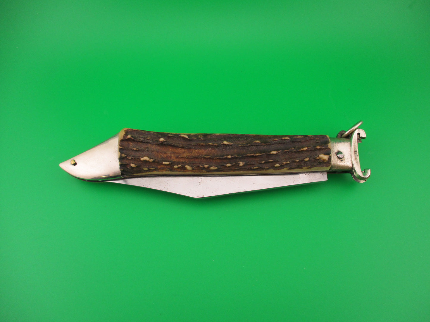 INOX 31cm Italian Stag Deerfoot Ringpull Shell puller Vintage automatic knife