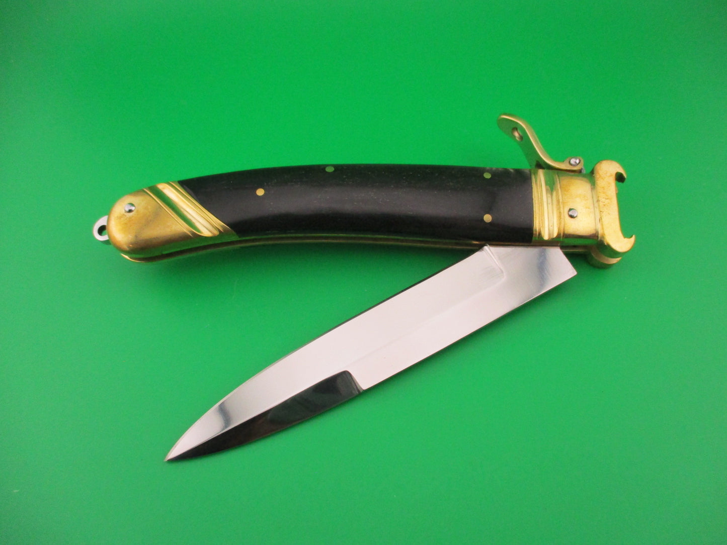 Scarperia Custom 30cm Hand Made Shell puller Fulcrum Brass & horn automatic knife