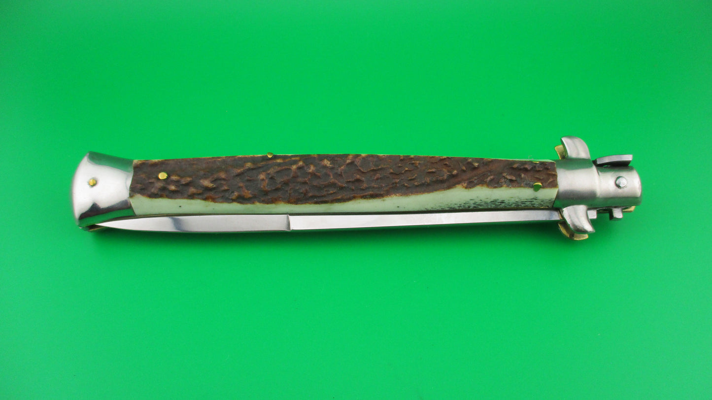 MANIAGO ITALY 33cm Italian Stiletto Stag swivel bolster automatic knife