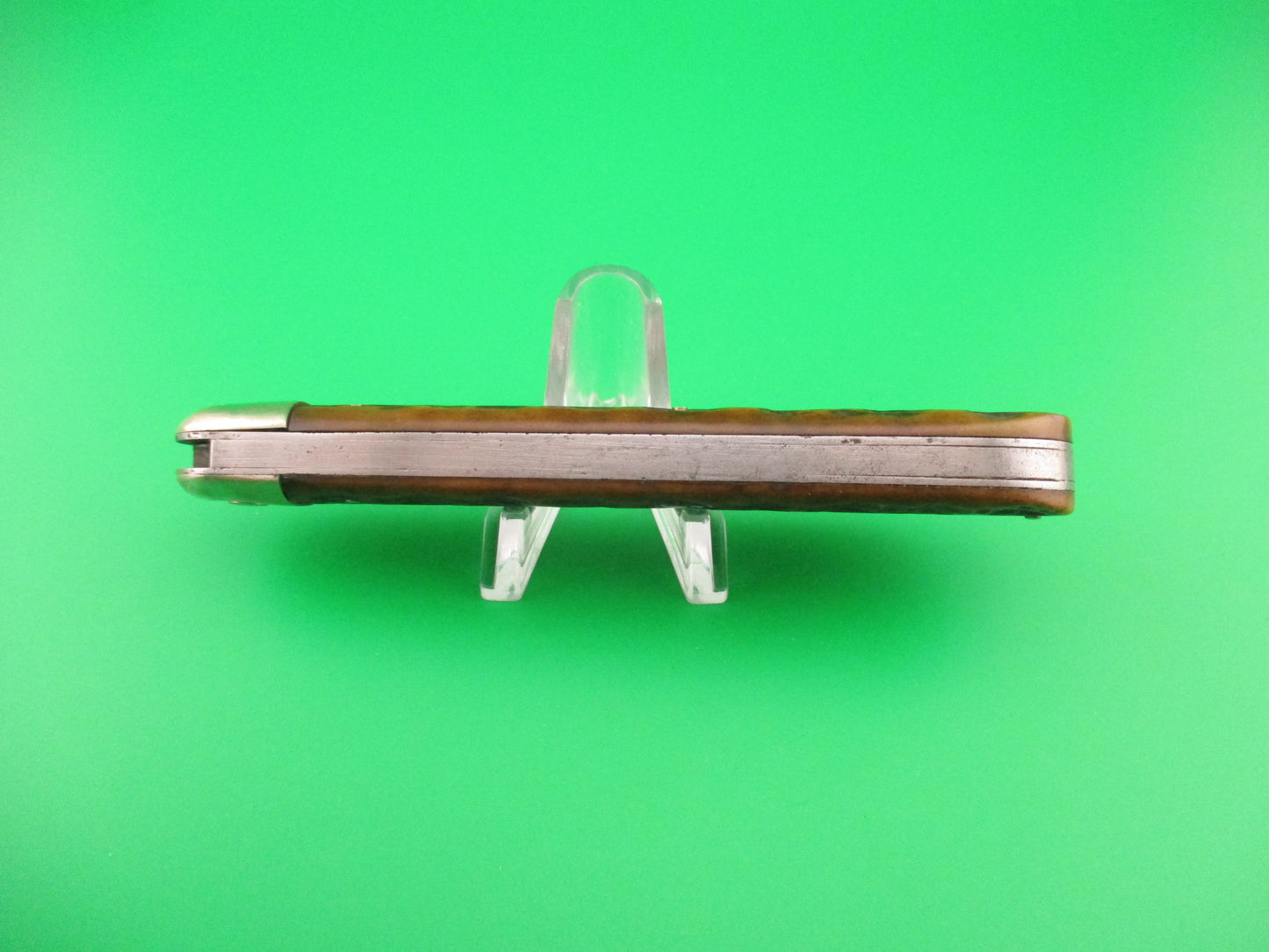 Press Button Knife Co Invincible Spear point blade picked bone switchblade knife