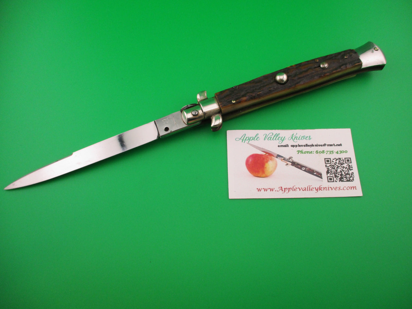 ROSTFREI KISSING CRANE PATENT 28cm Italian Humpback Stag vintage automatic knife