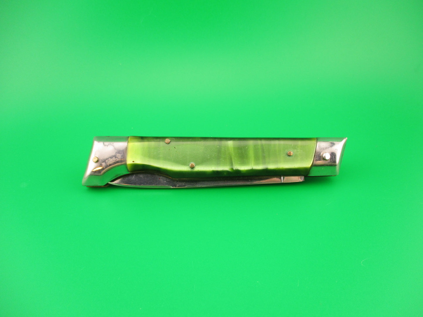 Jndiana EXTRA 20cm Italian Slant Bolster Vintage Green Acrylic automatic knife
