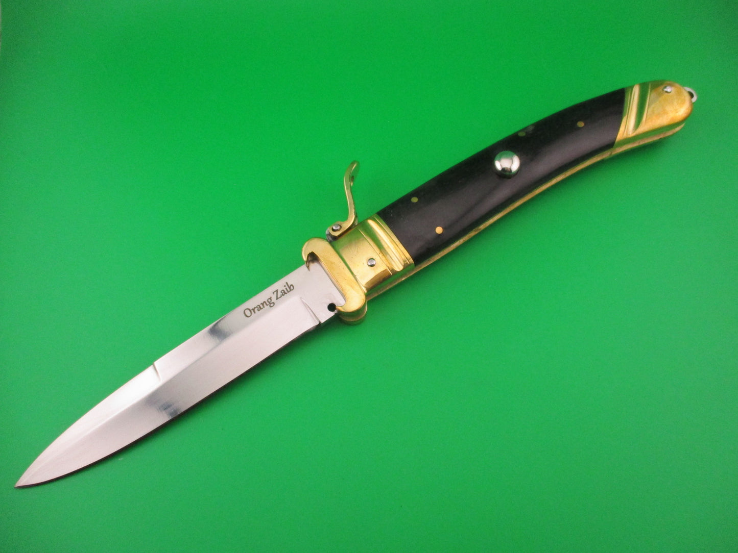Scarperia Custom 30cm Hand Made Shell puller Fulcrum Brass & horn automatic knife