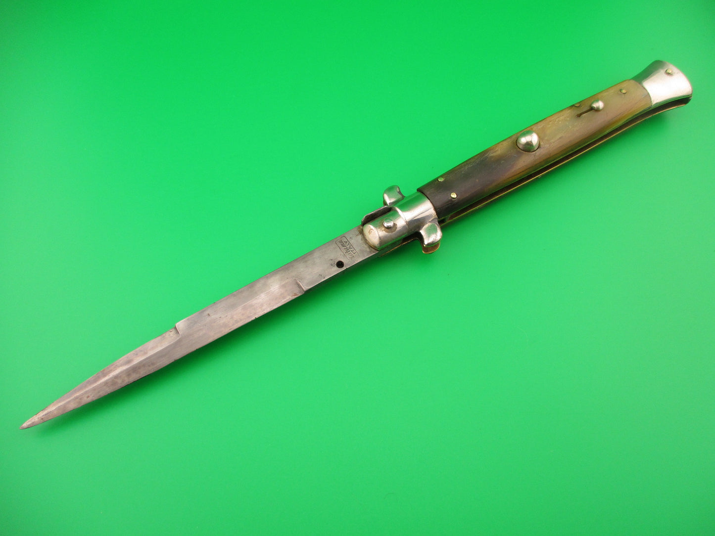 Latama ITALY (BOX STAMP) 28cm Italian Picklock Honey horn 1950s vintage automatic knife rare