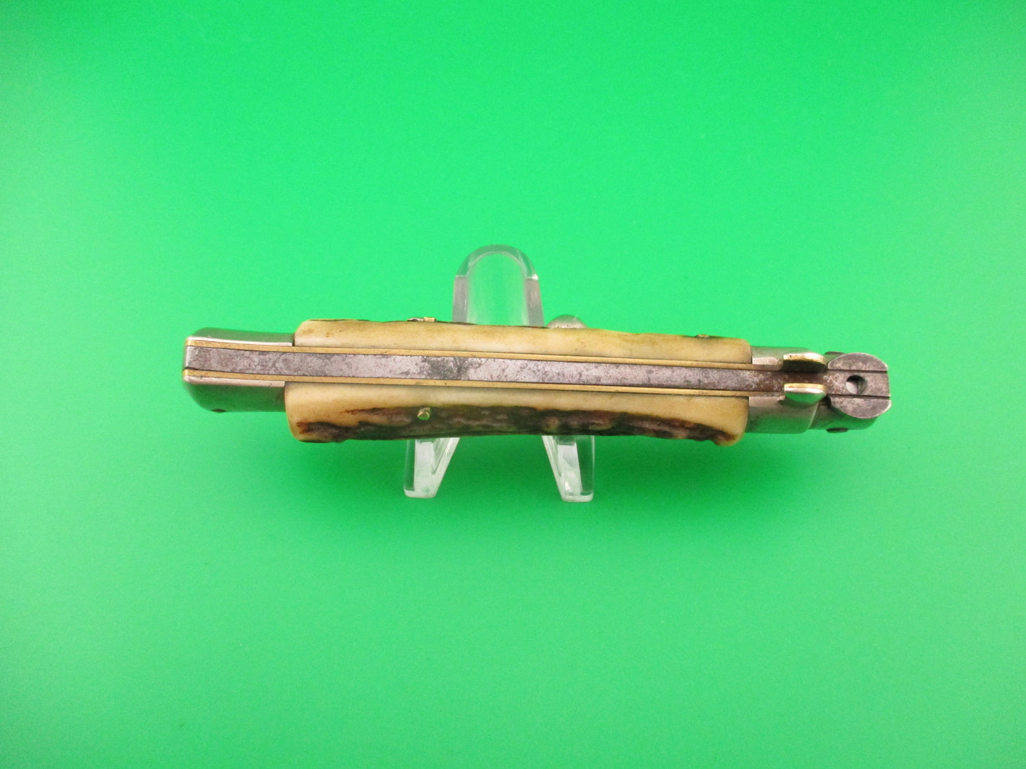 Rostfrei (slant) 23cm Italian Picklock Stag Swedge vintage automatic knife