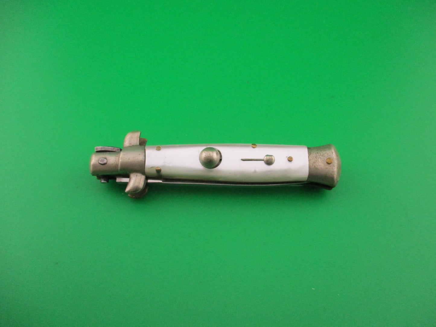 ROSTFREI 16cm Italian Transitional Pearlex 1970s swivel bolster automatic knife