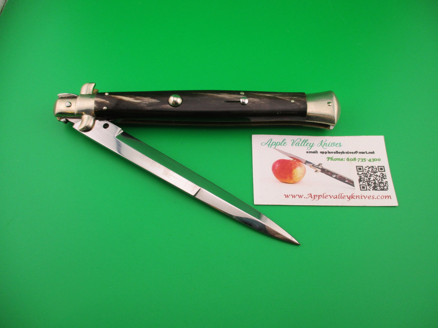 AGA CAMPOLIN 33cm Italian Picklock Stiletto Brown streaked horn NOS automatic knife