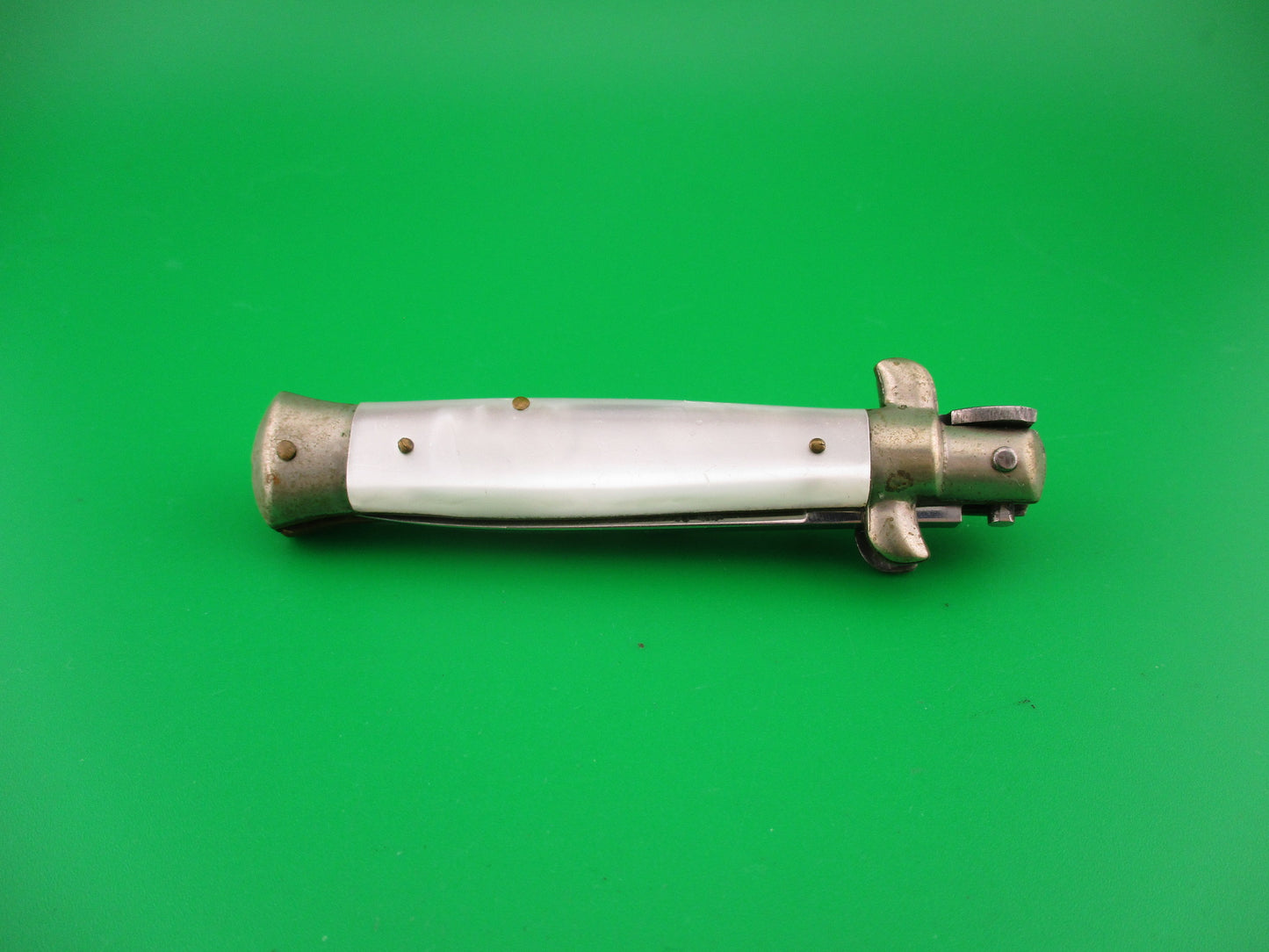 ROSTFREI 16cm Italian Transitional Pearlex 1970s swivel bolster automatic knife