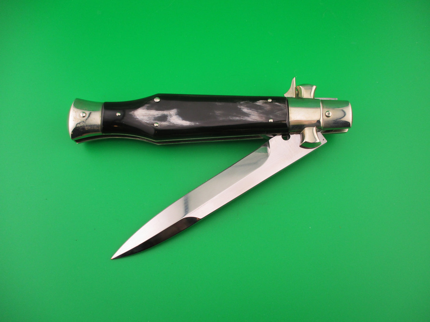 AGA CAMPOLIN ITALY 29cm Italian BLACK WIDOW Fulcrum Wasp Square button automatic knife