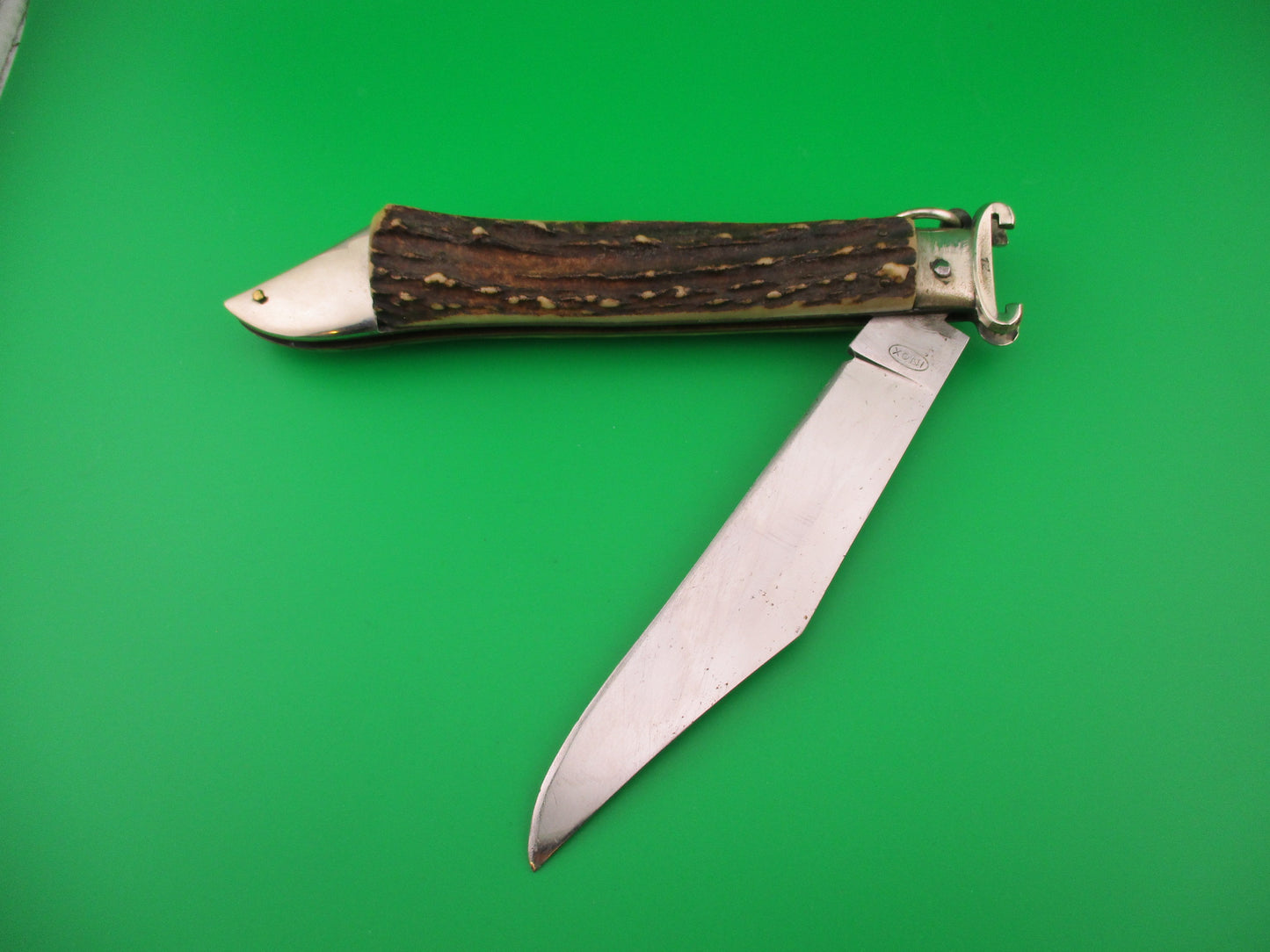 INOX 31cm Italian Stag Deerfoot Ringpull Shell puller Vintage automatic knife