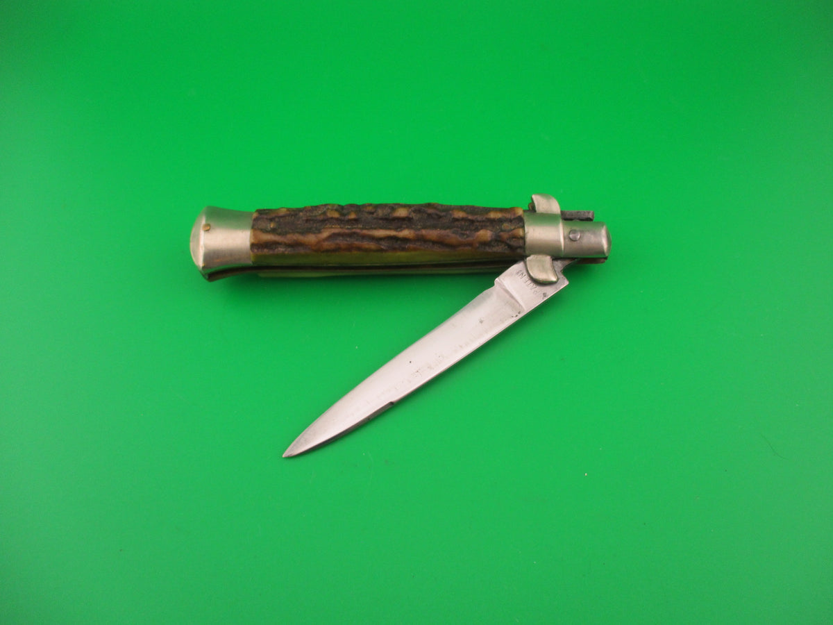 INOX PATENT 20cm Italian BO/BC Stag vintage 1960s automatic knife