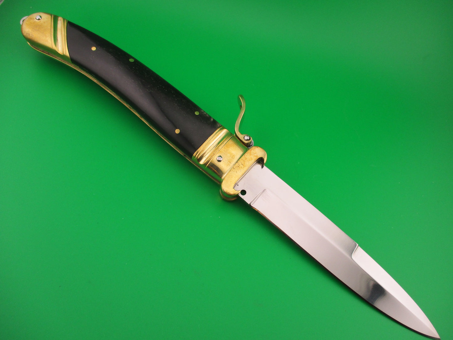 Scarperia Custom 30cm Hand Made Shell puller Fulcrum Brass & horn automatic knife