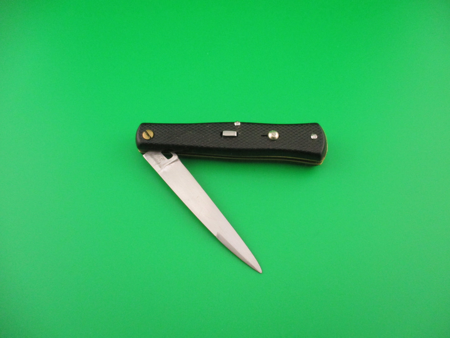 INOX 247 17cm French Fishtail black checkered vintage automatic knife BoBc
