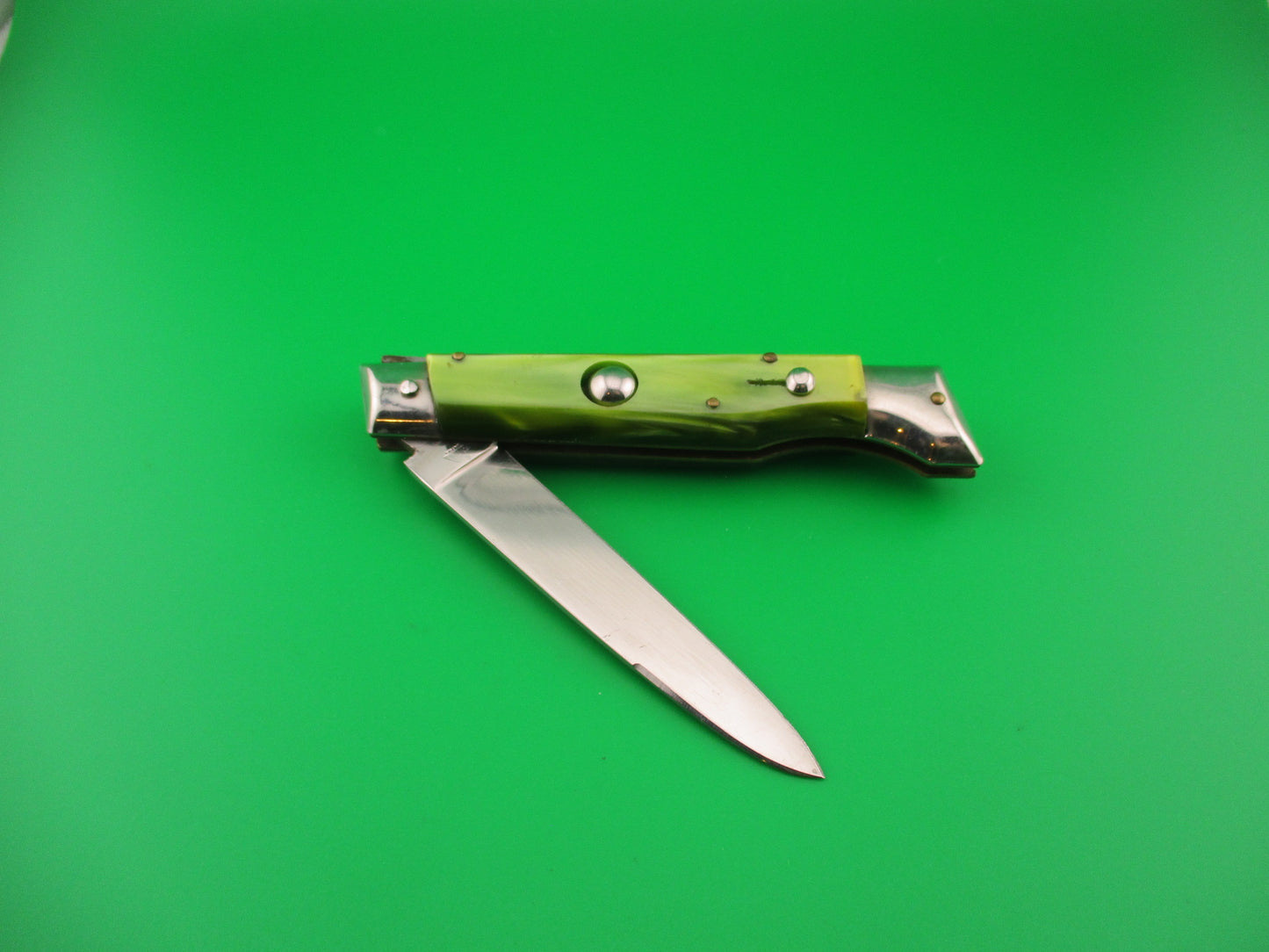Jndiana EXTRA 20cm Italian Slant Bolster Vintage Green Acrylic automatic knife