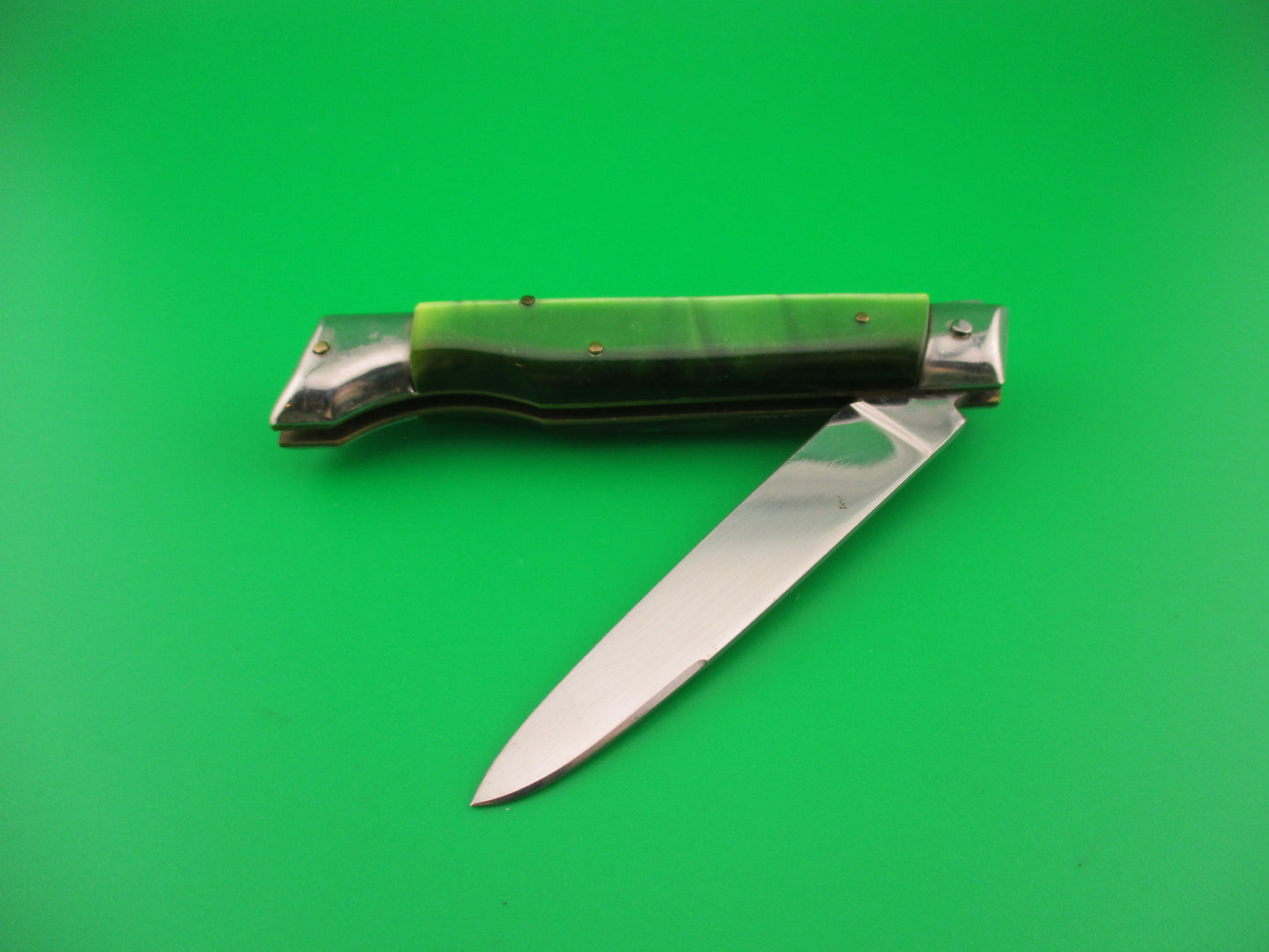 Jndiana EXTRA 20cm Italian Slant Bolster Vintage Green Acrylic automatic knife
