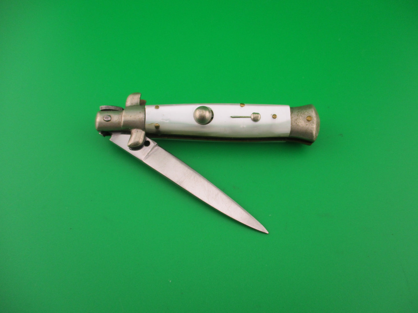 ROSTFREI 16cm Italian Transitional Pearlex 1970s swivel bolster automatic knife