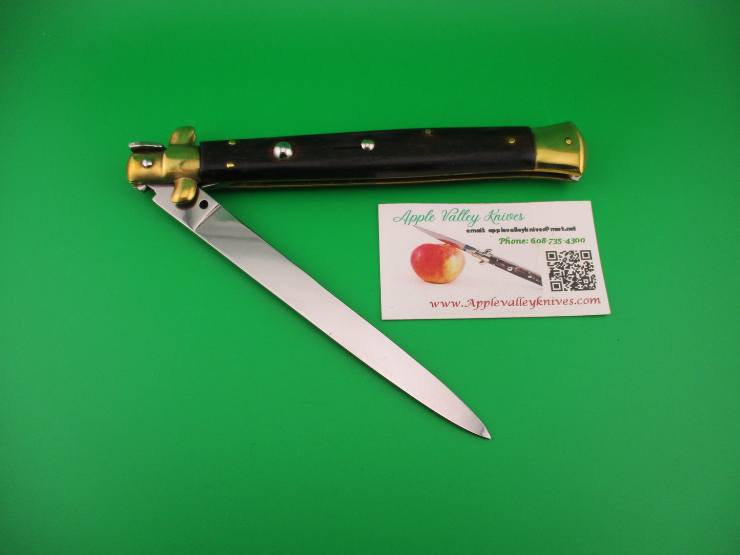 Sterile 33cm Italian Swivel bolster 1980s vintage Burnt Wood & Brass automatic knife