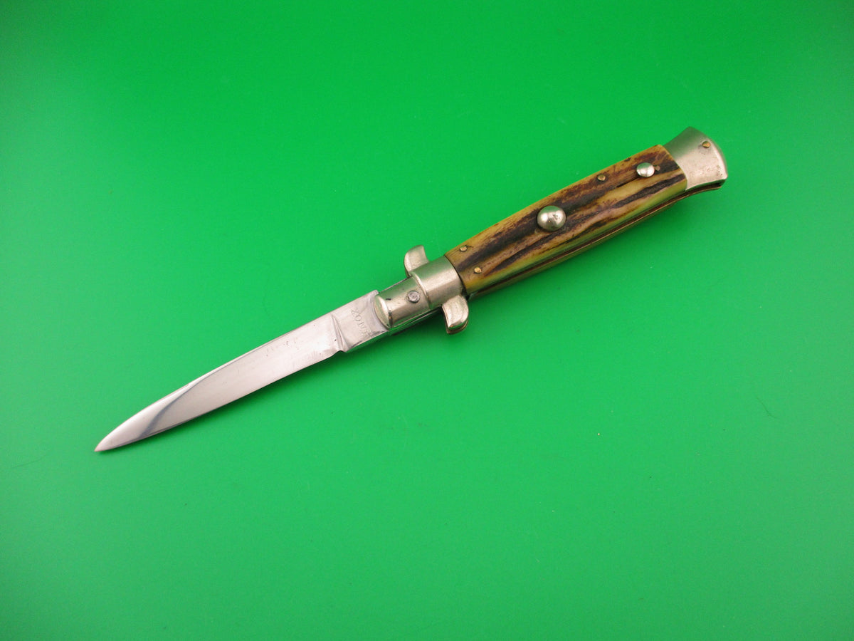 INOX PATENT 20cm Italian BO/BC Stag vintage 1960s automatic knife