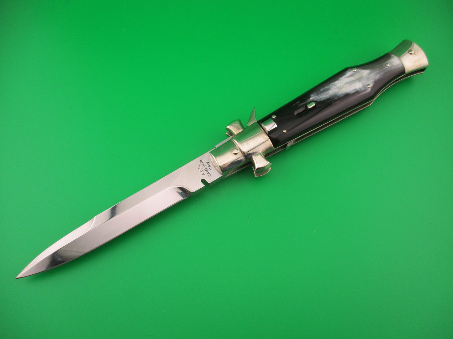 AGA CAMPOLIN ITALY 29cm Italian BLACK WIDOW Fulcrum Wasp Square button automatic knife