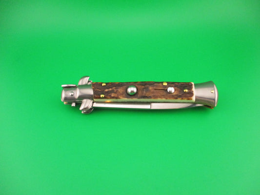 Frank B 23cm Italian 9 inch Stag swivel bolster automatic knife