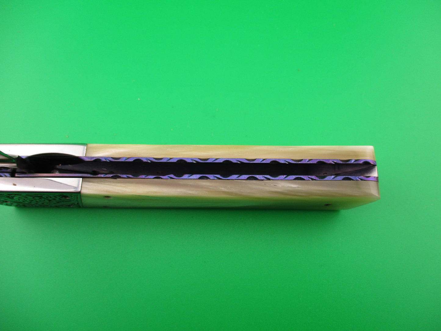 Custom Hand MADE 23cm Engraved Tanto Light Horn Automatic Knife by Afaaq