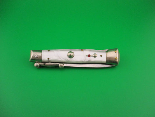 MADE IN ITALY INOX PATENT 18cm Italian Swing Guard Pearlex vintage switchblade knife