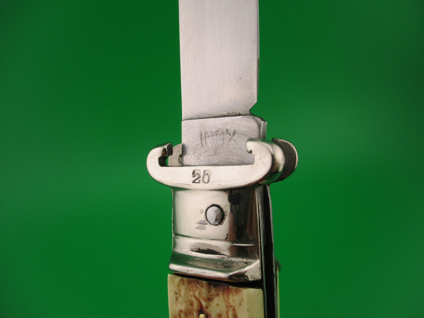 Jndiana (Indiana) INOX 20cm Italian Lever Shell puller Imitation stag automatic knife