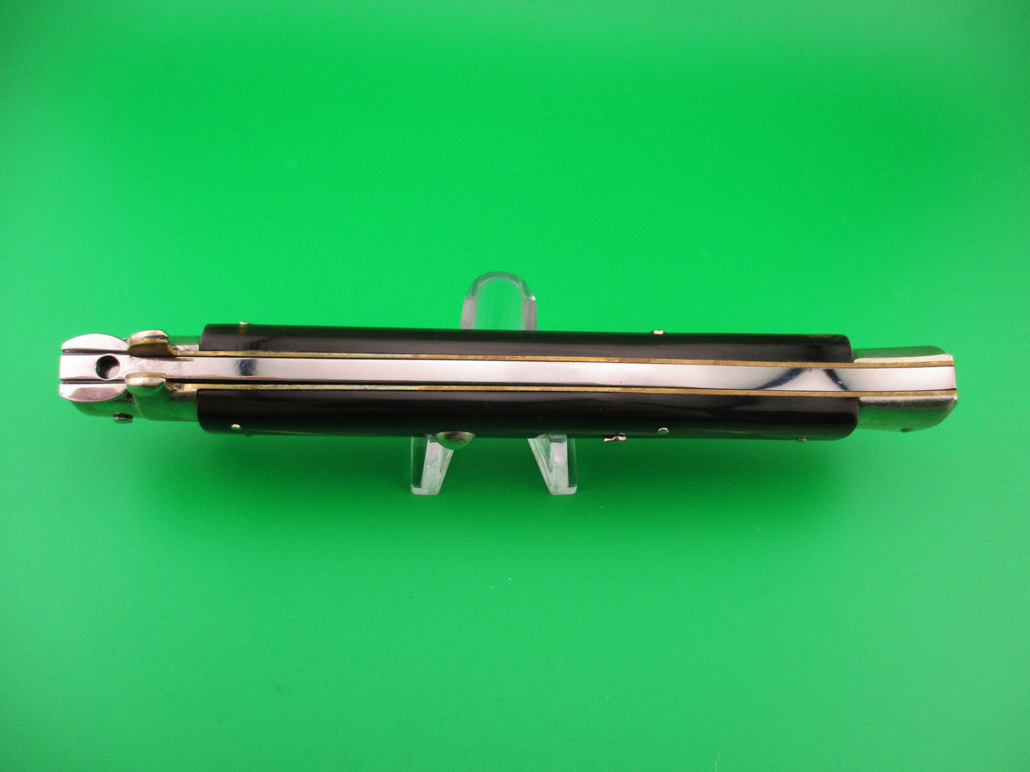 AGA CAMPOLIN 33cm Italian Picklock Stiletto Brown streaked horn NOS automatic knife