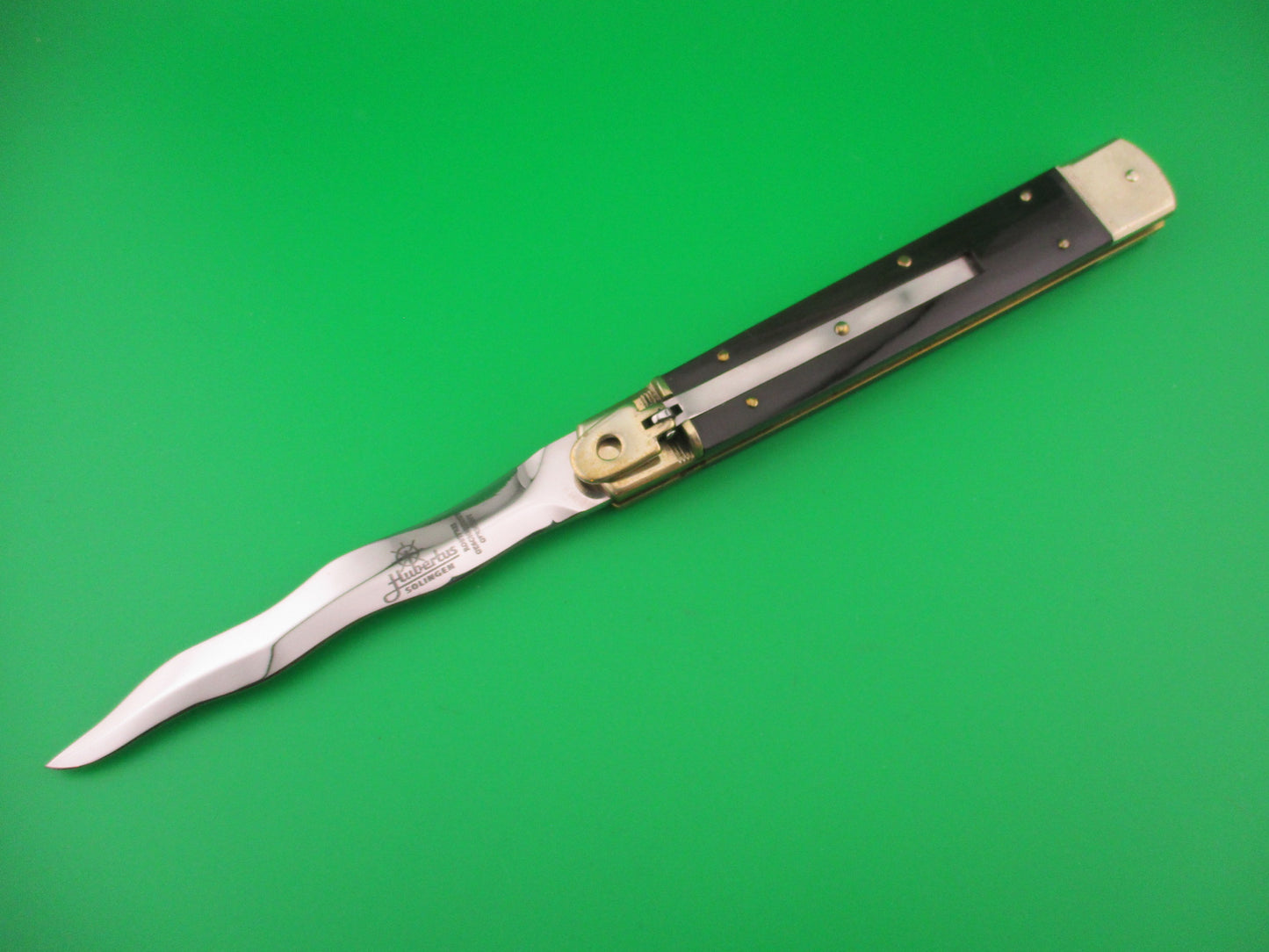 Hubertus 14cm German Lever Slimline KRIS blade Horn handled automatic knife